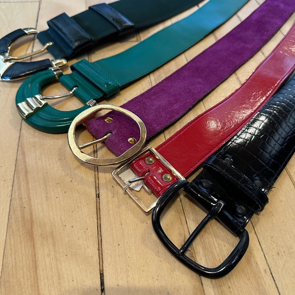 Vintage Accessories - 9 Vintage Women’s Belt — Black, Red, Green, Teal, Purple